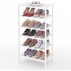image:imageSmiry Bamboo Shoe Rack 3 Tier Free Standing Wooden Shoe Organizer Stackable Wood Shoe Storage Shelf for Closet Entryway 5 Horizontal Slats 268x11x183 NaturalWhite