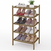 image:imageSmiry Bamboo Shoe Rack 3 Tier Free Standing Wooden Shoe Organizer Stackable Wood Shoe Storage Shelf for Closet Entryway 5 Horizontal Slats 268x11x183 NaturalWalnut