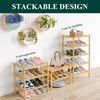 image:imageSmiry Bamboo Shoe Rack 3 Tier Free Standing Wooden Shoe Organizer Stackable Wood Shoe Storage Shelf for Closet Entryway 5 Horizontal Slats 268x11x183 NaturalNatural
