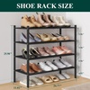 image:imageSmiry Bamboo Shoe Rack 3 Tier Free Standing Wooden Shoe Organizer Stackable Wood Shoe Storage Shelf for Closet Entryway 5 Horizontal Slats 268x11x183 NaturalBlack