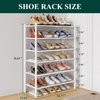 image:imageSmiry Bamboo Shoe Rack 3 Tier Free Standing Wooden Shoe Organizer Stackable Wood Shoe Storage Shelf for Closet Entryway 5 Horizontal Slats 268x11x183 NaturalWhite