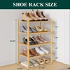 image:imageSmiry Bamboo Shoe Rack 3 Tier Free Standing Wooden Shoe Organizer Stackable Wood Shoe Storage Shelf for Closet Entryway 5 Horizontal Slats 268x11x183 NaturalNatural