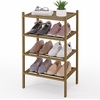 image:imageSmiry Bamboo Shoe Rack 3 Tier Free Standing Wooden Shoe Organizer Stackable Wood Shoe Storage Shelf for Closet Entryway 5 Horizontal Slats 268x11x183 NaturalWalnut
