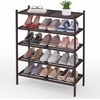 image:imageSmiry Bamboo Shoe Rack 3 Tier Free Standing Wooden Shoe Organizer Stackable Wood Shoe Storage Shelf for Closet Entryway 5 Horizontal Slats 268x11x183 NaturalBrown