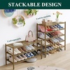 image:imageSmiry Bamboo Shoe Rack 3 Tier Free Standing Wooden Shoe Organizer Stackable Wood Shoe Storage Shelf for Closet Entryway 5 Horizontal Slats 268x11x183 NaturalWalnut