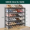 image:imageSmiry Bamboo Shoe Rack 3 Tier Free Standing Wooden Shoe Organizer Stackable Wood Shoe Storage Shelf for Closet Entryway 5 Horizontal Slats 268x11x183 NaturalBlack