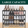 image:imageSmiry Bamboo Shoe Rack 3 Tier Free Standing Wooden Shoe Organizer Stackable Wood Shoe Storage Shelf for Closet Entryway 5 Horizontal Slats 268x11x183 NaturalBlack