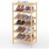 image:imageSmiry Bamboo Shoe Rack 3 Tier Free Standing Wooden Shoe Organizer Stackable Wood Shoe Storage Shelf for Closet Entryway 5 Horizontal Slats 268x11x183 NaturalNatural