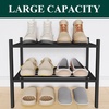 image:imageSmiry Bamboo Shoe Rack 3 Tier Free Standing Wooden Shoe Organizer Stackable Wood Shoe Storage Shelf for Closet Entryway 5 Horizontal Slats 268x11x183 NaturalBlack