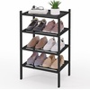 image:imageSmiry Bamboo Shoe Rack 3 Tier Free Standing Wooden Shoe Organizer Stackable Wood Shoe Storage Shelf for Closet Entryway 5 Horizontal Slats 268x11x183 NaturalBlack