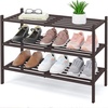 image:imageSmiry Bamboo Shoe Rack 3 Tier Free Standing Wooden Shoe Organizer Stackable Wood Shoe Storage Shelf for Closet Entryway 5 Horizontal Slats 268x11x183 NaturalBrown