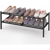 image:imageSmiry Bamboo Shoe Rack 3 Tier Free Standing Wooden Shoe Organizer Stackable Wood Shoe Storage Shelf for Closet Entryway 5 Horizontal Slats 268x11x183 NaturalBlack