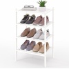 image:imageSmiry Bamboo Shoe Rack 3 Tier Free Standing Wooden Shoe Organizer Stackable Wood Shoe Storage Shelf for Closet Entryway 5 Horizontal Slats 268x11x183 NaturalWhite