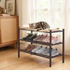 image:imageSmiry Bamboo Shoe Rack 3 Tier Free Standing Wooden Shoe Organizer Stackable Wood Shoe Storage Shelf for Closet Entryway 5 Horizontal Slats 268x11x183 NaturalBrown