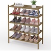 image:imageSmiry Bamboo Shoe Rack 3 Tier Free Standing Wooden Shoe Organizer Stackable Wood Shoe Storage Shelf for Closet Entryway 5 Horizontal Slats 268x11x183 NaturalWalnut