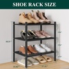 image:imageSmiry Bamboo Shoe Rack 3 Tier Free Standing Wooden Shoe Organizer Stackable Wood Shoe Storage Shelf for Closet Entryway 5 Horizontal Slats 268x11x183 NaturalBlack