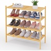 image:imageSmiry Bamboo Shoe Rack 3 Tier Free Standing Wooden Shoe Organizer Stackable Wood Shoe Storage Shelf for Closet Entryway 5 Horizontal Slats 268x11x183 NaturalNatural
