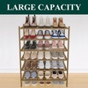image:imageSmiry Bamboo Shoe Rack 3 Tier Free Standing Wooden Shoe Organizer Stackable Wood Shoe Storage Shelf for Closet Entryway 5 Horizontal Slats 268x11x183 NaturalWalnut