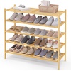 image:imageSmiry Bamboo Shoe Rack 3 Tier Free Standing Wooden Shoe Organizer Stackable Wood Shoe Storage Shelf for Closet Entryway 5 Horizontal Slats 268x11x183 NaturalNatural