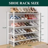 image:imageSmiry Bamboo Shoe Rack 3 Tier Free Standing Wooden Shoe Organizer Stackable Wood Shoe Storage Shelf for Closet Entryway 5 Horizontal Slats 268x11x183 NaturalWhite