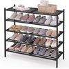 image:imageSmiry Bamboo Shoe Rack 3 Tier Free Standing Wooden Shoe Organizer Stackable Wood Shoe Storage Shelf for Closet Entryway 5 Horizontal Slats 268x11x183 NaturalBlack