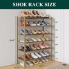 image:imageSmiry Bamboo Shoe Rack 3 Tier Free Standing Wooden Shoe Organizer Stackable Wood Shoe Storage Shelf for Closet Entryway 5 Horizontal Slats 268x11x183 NaturalWalnut