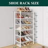image:imageSmiry Bamboo Shoe Rack 3 Tier Free Standing Wooden Shoe Organizer Stackable Wood Shoe Storage Shelf for Closet Entryway 5 Horizontal Slats 268x11x183 NaturalWhite