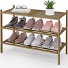 image:imageSmiry Bamboo Shoe Rack 3 Tier Free Standing Wooden Shoe Organizer Stackable Wood Shoe Storage Shelf for Closet Entryway 5 Horizontal Slats 268x11x183 NaturalWalnut