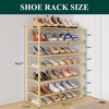 image:imageSmiry Bamboo Shoe Rack 3 Tier Free Standing Wooden Shoe Organizer Stackable Wood Shoe Storage Shelf for Closet Entryway 5 Horizontal Slats 268x11x183 NaturalNatural