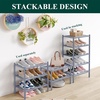 image:imageSmiry Bamboo Shoe Rack 3 Tier Free Standing Wooden Shoe Organizer Stackable Wood Shoe Storage Shelf for Closet Entryway 5 Horizontal Slats 268x11x183 NaturalGrey