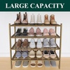 image:imageSmiry Bamboo Shoe Rack 3 Tier Free Standing Wooden Shoe Organizer Stackable Wood Shoe Storage Shelf for Closet Entryway 5 Horizontal Slats 268x11x183 NaturalWalnut
