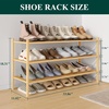 image:imageSmiry Bamboo Shoe Rack 3 Tier Free Standing Wooden Shoe Organizer Stackable Wood Shoe Storage Shelf for Closet Entryway 5 Horizontal Slats 268x11x183 NaturalNatural