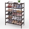 image:imageSmiry Bamboo Shoe Rack 3 Tier Free Standing Wooden Shoe Organizer Stackable Wood Shoe Storage Shelf for Closet Entryway 5 Horizontal Slats 268x11x183 NaturalBrown