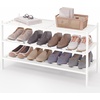 image:imageSmiry Bamboo Shoe Rack 3 Tier Free Standing Wooden Shoe Organizer Stackable Wood Shoe Storage Shelf for Closet Entryway 5 Horizontal Slats 268x11x183 NaturalWhite