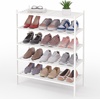 image:imageSmiry Bamboo Shoe Rack 3 Tier Free Standing Wooden Shoe Organizer Stackable Wood Shoe Storage Shelf for Closet Entryway 5 Horizontal Slats 268x11x183 NaturalWhite
