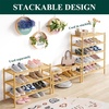 image:imageSmiry Bamboo Shoe Rack 3 Tier Free Standing Wooden Shoe Organizer Stackable Wood Shoe Storage Shelf for Closet Entryway 5 Horizontal Slats 268x11x183 NaturalNatural