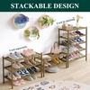 image:imageSmiry Bamboo Shoe Rack 3 Tier Free Standing Wooden Shoe Organizer Stackable Wood Shoe Storage Shelf for Closet Entryway 5 Horizontal Slats 268x11x183 NaturalWalnut