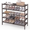 image:imageSmiry Bamboo Shoe Rack 3 Tier Free Standing Wooden Shoe Organizer Stackable Wood Shoe Storage Shelf for Closet Entryway 5 Horizontal Slats 268x11x183 NaturalBrown