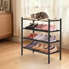 image:imageSmiry Bamboo Shoe Rack 3 Tier Free Standing Wooden Shoe Organizer Stackable Wood Shoe Storage Shelf for Closet Entryway 5 Horizontal Slats 268x11x183 NaturalBlack