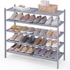 image:imageSmiry Bamboo Shoe Rack 3 Tier Free Standing Wooden Shoe Organizer Stackable Wood Shoe Storage Shelf for Closet Entryway 5 Horizontal Slats 268x11x183 NaturalGrey