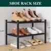 image:imageSmiry Bamboo Shoe Rack 3 Tier Free Standing Wooden Shoe Organizer Stackable Wood Shoe Storage Shelf for Closet Entryway 5 Horizontal Slats 268x11x183 NaturalBlack