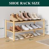 image:imageSmiry Bamboo Shoe Rack 3 Tier Free Standing Wooden Shoe Organizer Stackable Wood Shoe Storage Shelf for Closet Entryway 5 Horizontal Slats 268x11x183 NaturalNatural