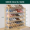 image:imageSmiry Bamboo Shoe Rack 3 Tier Free Standing Wooden Shoe Organizer Stackable Wood Shoe Storage Shelf for Closet Entryway 5 Horizontal Slats 268x11x183 NaturalNatural