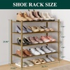 image:imageSmiry Bamboo Shoe Rack 3 Tier Free Standing Wooden Shoe Organizer Stackable Wood Shoe Storage Shelf for Closet Entryway 5 Horizontal Slats 268x11x183 NaturalWalnut