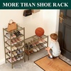 image:imageSmiry Bamboo Shoe Rack 3 Tier Free Standing Wooden Shoe Organizer Stackable Wood Shoe Storage Shelf for Closet Entryway 5 Horizontal Slats 268x11x183 NaturalWalnut