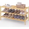 image:imageSmiry Bamboo Shoe Rack 3 Tier Free Standing Wooden Shoe Organizer Stackable Wood Shoe Storage Shelf for Closet Entryway 5 Horizontal Slats 268x11x183 NaturalNatural