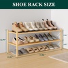 image:imageSmiry Bamboo Shoe Rack 3 Tier Free Standing Wooden Shoe Organizer Stackable Wood Shoe Storage Shelf for Closet Entryway 5 Horizontal Slats 268x11x183 NaturalNatural