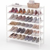 image:imageSmiry Bamboo Shoe Rack 3 Tier Free Standing Wooden Shoe Organizer Stackable Wood Shoe Storage Shelf for Closet Entryway 5 Horizontal Slats 268x11x183 NaturalWhite
