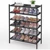 image:imageSmiry Bamboo Shoe Rack 3 Tier Free Standing Wooden Shoe Organizer Stackable Wood Shoe Storage Shelf for Closet Entryway 5 Horizontal Slats 268x11x183 NaturalBlack