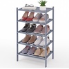 image:imageSmiry Bamboo Shoe Rack 3 Tier Free Standing Wooden Shoe Organizer Stackable Wood Shoe Storage Shelf for Closet Entryway 5 Horizontal Slats 268x11x183 NaturalGrey